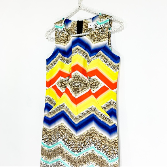 Milly Chevron Paneled Shift Mini Dress in Exotic Cheetah Print - Picture 3 of 7